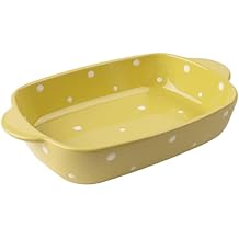 Pottery Bakeware Ceramic Casserole Dish Baking Pan Lasagna Pans Baking Dish with Handles for Oven to Table Ceramic Baking Dish Bakeware Set of 2 Piece Banquet and Daily Use Bakeware with,Red,10