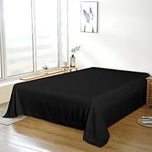 Bedding Twin Flat Sheet - Soft Brushed Microfiber, Shrinkage and Fade Resistant Top Sheet - Easy Care - 1 Flat Sheet Only, Black