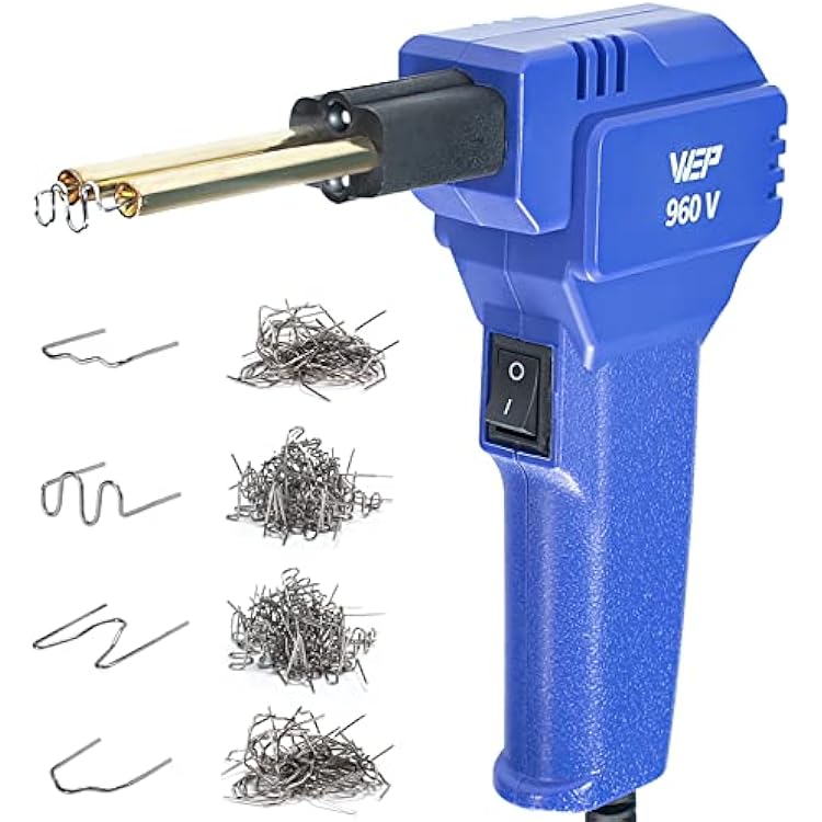 WEP 960-V Plastic Welder Kit 110V with LED Lights with 200 Hot Staples and Pliers for Car Bumper Plastic Welding, Plastic Gas Tank Repair, a Great Automotive Tools for Mechanics
