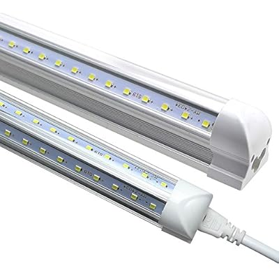 5 Ft Tube LED Light, 48W 100W Equivalent Double Side V-Shape Integrated, Plug and Play, Clear Cover, Cold White 6000K, AC85-265V - Pack of 25