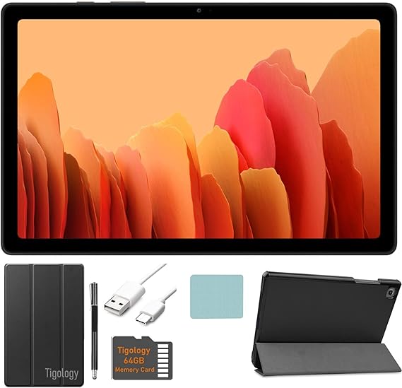 Samsung 2020 Galaxy Tab A7 10.4 (2000x1200) TFT Display Wi-Fi Tablet Bundle, Qualcomm Snapdragon 662, 3GB RAM, Bluetooth, Dolby Atmos Audio, Android 10 OS w/Tigology Accessories (64GB, Gold)