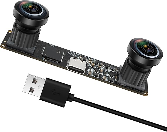 MMlove USB Stereo Camera Module 1200P 60FPS Global Shutter USB Webcam with Synchronous Dual Lens,600P 120FPS High Speed 3D Webcam 112 Wide Angle Lightburn Camera for VR,PC/Laptop/Raspberry Pi