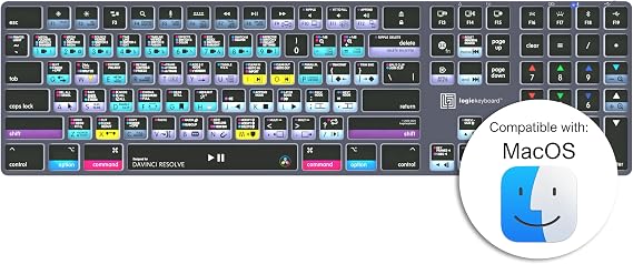 Logickeyboard Titan Wireless Backlit Keyboard for Davinci Resolve - Mac