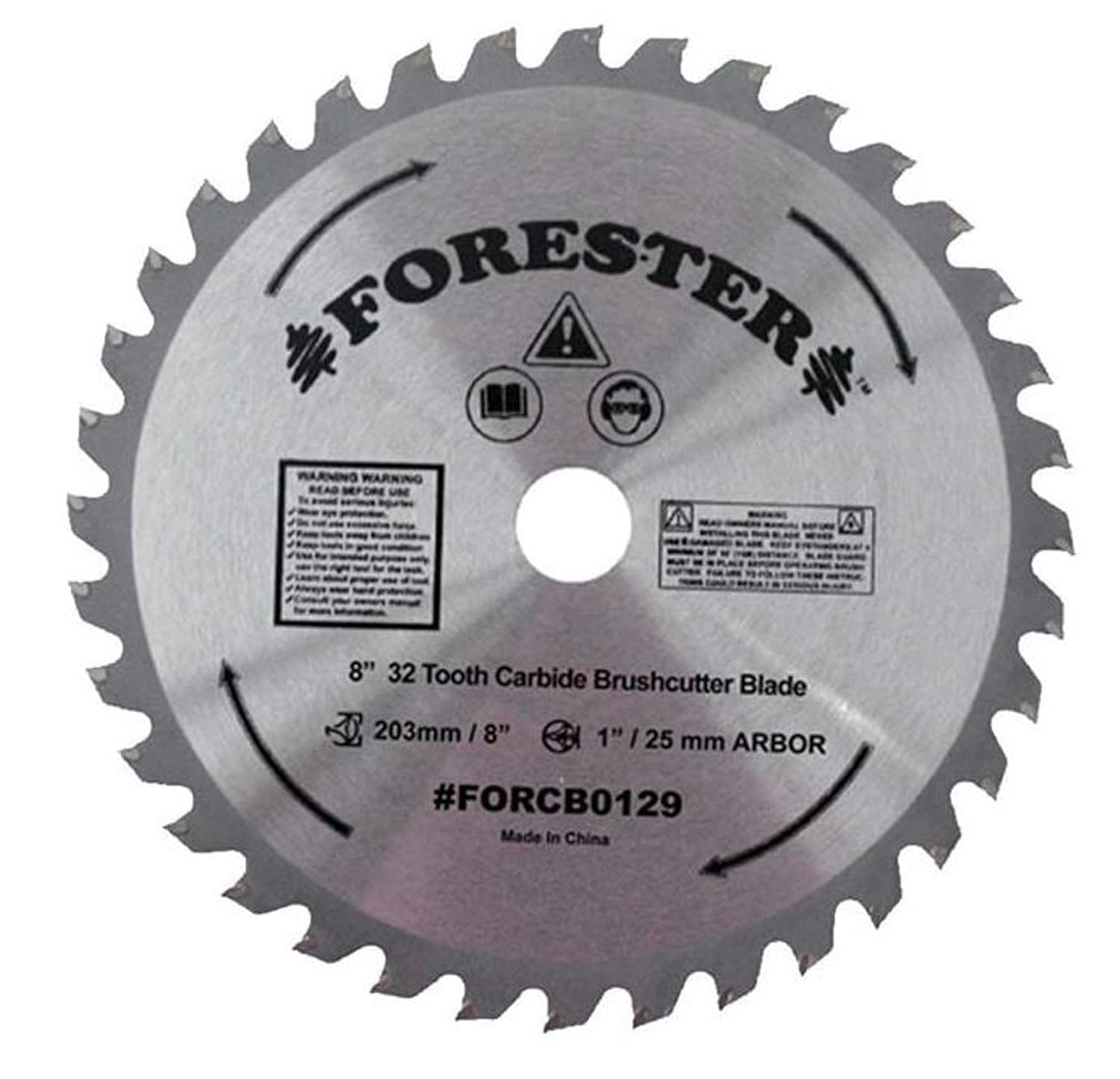 FORESTER Carbide Tip Brush Cutter Blade - 8in x 32 Teeth | Fits Most Straight Shaft Trimmers | Conversion Kit Sold Separately