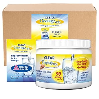 Clear DysphagiAide Level 2, Mildly Thick, 24 ct Single Serve Packets and 90 Serving Jar Bundle