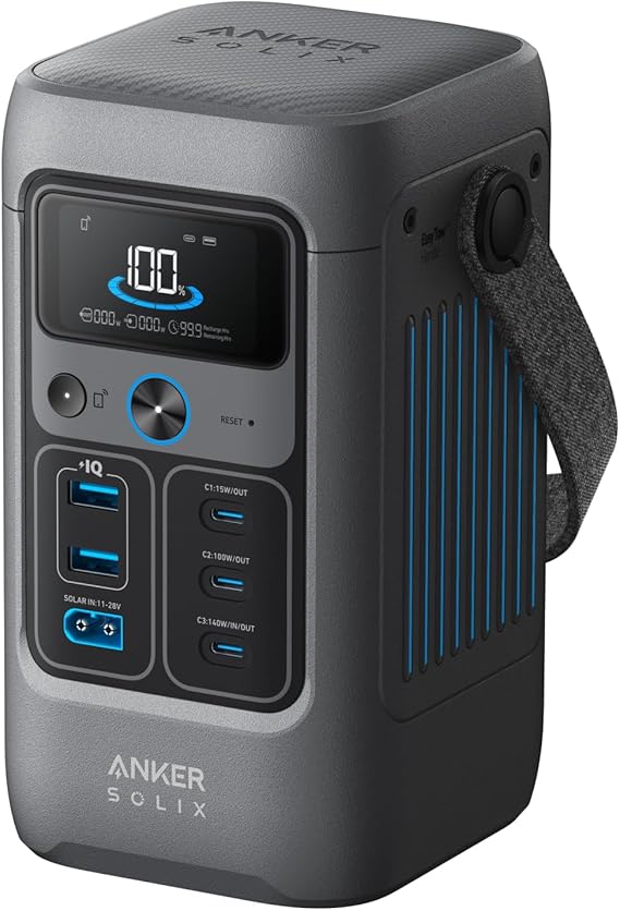 Anker SOLIX C200 DC Power Bank Station, 192Wh Portable Power Station, LiFePO4 Battery, 200W Solar Generator, for Outdoor Camping, Traveling, and Emergencies (No Wall Charger Included)